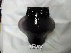 Rare mid century modern Blown Art Glass 1958 Wayne Husted 8.75 PuRpLe Owl Vase