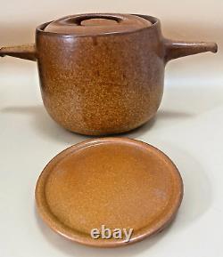 Raymor by Roseville 4 Qt Terra Cotta Handled Bean Pot with Lid and Trivet