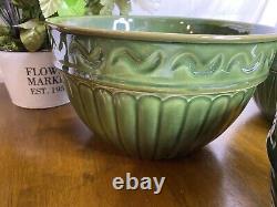 Real Home Stoneware Nesting Mixing Bowl Set Retired Green (4) Bowl Set EUC