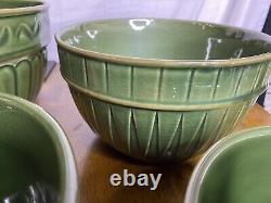 Real Home Stoneware Nesting Mixing Bowl Set Retired Green (4) Bowl Set EUC