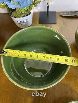 Real Home Stoneware Nesting Mixing Bowl Set Retired Green (4) Bowl Set EUC