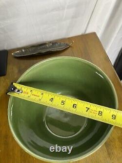 Real Home Stoneware Nesting Mixing Bowl Set Retired Green (4) Bowl Set EUC