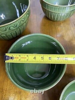 Real Home Stoneware Nesting Mixing Bowl Set Retired Green (4) Bowl Set EUC