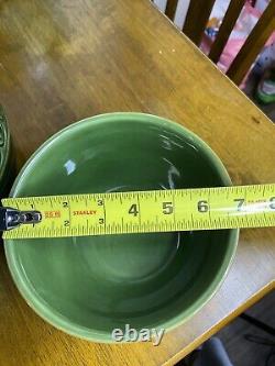 Real Home Stoneware Nesting Mixing Bowl Set Retired Green (4) Bowl Set EUC