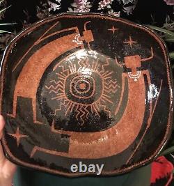 Rob Sanders 1994 XL Pottery PLATTER Petroglyph Pattern Terracotta Santa Fe