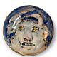 Ron Meyers Blue Decorative Plate with Bull/Ox Front, Pig Back