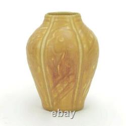 Rookwood Pottery production matte yellow floral paneled 4.75 vase arts & crafts