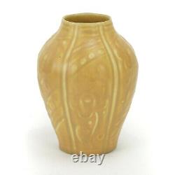 Rookwood Pottery production matte yellow floral paneled 4.75 vase arts & crafts