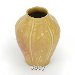 Rookwood Pottery production matte yellow floral paneled 4.75 vase arts & crafts