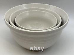 Roseville stacked mixing bowls white Spongeware Vintage
