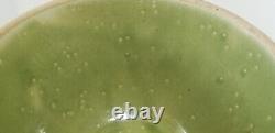 Round Mixing bowl Olive Green Yellowware 7.25 Diameter Checker Flower Print