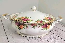 Royal Albert Old Country Rose Covered Serving Soup Bowl With Lid Tureen 1962 Vtg