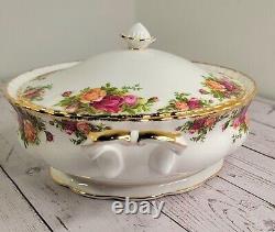 Royal Albert Old Country Rose Covered Serving Soup Bowl With Lid Tureen 1962 Vtg