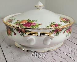 Royal Albert Old Country Rose Covered Serving Soup Bowl With Lid Tureen 1962 Vtg