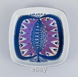 Royal Copenhagen, faience bowl with motif of peacock in modernist style. 1970s