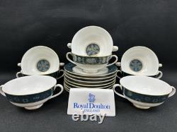 Royal Doulton CARLYLESet of 8Footed Cream Soup Bowls & Saucers16 Pieces
