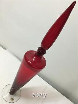 Ruby Red Husted Large REGAL Decanter 1-RE. Blenko Mid Century Modern