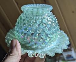 Ruffled Opalescent Iridescent Striated Swirl Hobnail Art Glass Bowl by Fenton