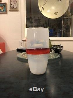 (SALE)1960 Blenko Rialto Opalescent Glass 9 Vase 12-TO by Wayne Husted Signed
