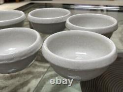 SET OF 6 Bennington Potters Vermont White Agate 1915 Rolled Rim Cereal Bowls EUC