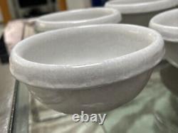 SET OF 6 Bennington Potters Vermont White Agate 1915 Rolled Rim Cereal Bowls EUC