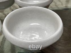 SET OF 6 Bennington Potters Vermont White Agate 1915 Rolled Rim Cereal Bowls EUC