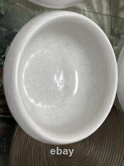 SET OF 6 Bennington Potters Vermont White Agate 1915 Rolled Rim Cereal Bowls EUC