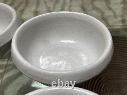 SET OF 6 Bennington Potters Vermont White Agate 1915 Rolled Rim Cereal Bowls EUC
