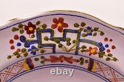 SET of 4 Sigma Carnation Large Rim SOUP BOWLS Italy Pottery Blue Flowers (chips)