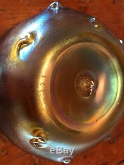 SIGNED LCT LC Tiffany Favrile Iridescent Glass PIGTAIL BOWL c. 1900 NO RESERVE