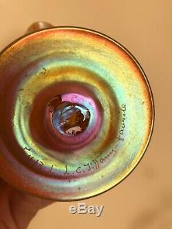 SIGNED L. C. Tiffany Favrile Iridescent Glass c. 1900 NO RESERVE! LCT