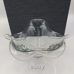SIGNED STEUBEN CRYSTAL GLASS BOWL Unique Shape Turned Under Edge with Care booklet