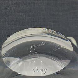 SIGNED STEUBEN CRYSTAL GLASS BOWL Unique Shape Turned Under Edge with Care booklet