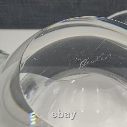 SIGNED STEUBEN CRYSTAL GLASS BOWL Unique Shape Turned Under Edge with Care booklet