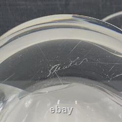 SIGNED STEUBEN CRYSTAL GLASS BOWL Unique Shape Turned Under Edge with Care booklet