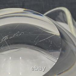 SIGNED STEUBEN CRYSTAL GLASS BOWL Unique Shape Turned Under Edge with Care booklet