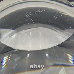 SIGNED STEUBEN CRYSTAL GLASS BOWL Unique Shape Turned Under Edge with Care booklet