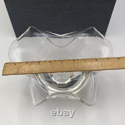 SIGNED STEUBEN CRYSTAL GLASS BOWL Unique Shape Turned Under Edge with Care booklet