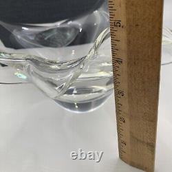 SIGNED STEUBEN CRYSTAL GLASS BOWL Unique Shape Turned Under Edge with Care booklet