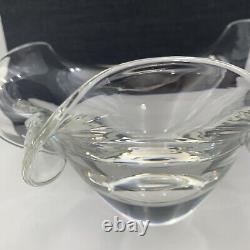 SIGNED STEUBEN CRYSTAL GLASS BOWL Unique Shape Turned Under Edge with Care booklet