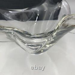 SIGNED STEUBEN CRYSTAL GLASS BOWL Unique Shape Turned Under Edge with Care booklet