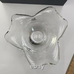 SIGNED STEUBEN CRYSTAL GLASS BOWL Unique Shape Turned Under Edge with Care booklet