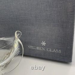 SIGNED STEUBEN CRYSTAL GLASS BOWL Unique Shape Turned Under Edge with Care booklet