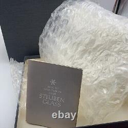 SIGNED STEUBEN CRYSTAL GLASS BOWL Unique Shape Turned Under Edge with Care booklet