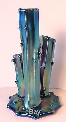 STEUBEN Blue Aurene Stump Vase 2744 Signed Art Glass