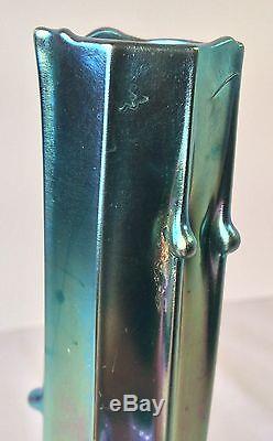 STEUBEN Blue Aurene Stump Vase 2744 Signed Art Glass