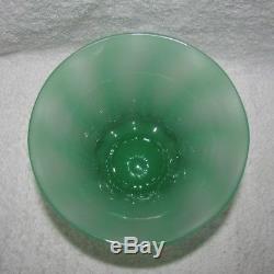 STEUBEN Carder Green Jade Optic Ribs 5 SHADE VASE 2533 Rare Black Light tested