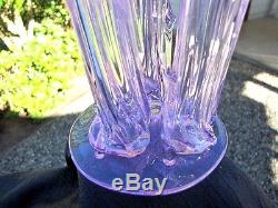 Steuben Glass (3) Prong Stump Vase Wisteria Lite Radiant Lavender Xrare Color