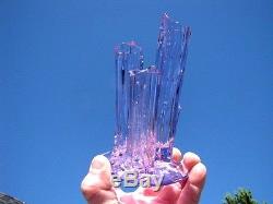 Steuben Glass (3) Prong Stump Vase Wisteria Lite Radiant Lavender Xrare Color