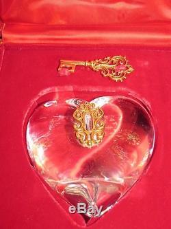 STEUBEN Heart and Key Glass Crystal Signed 1007 James Houston with Red Box